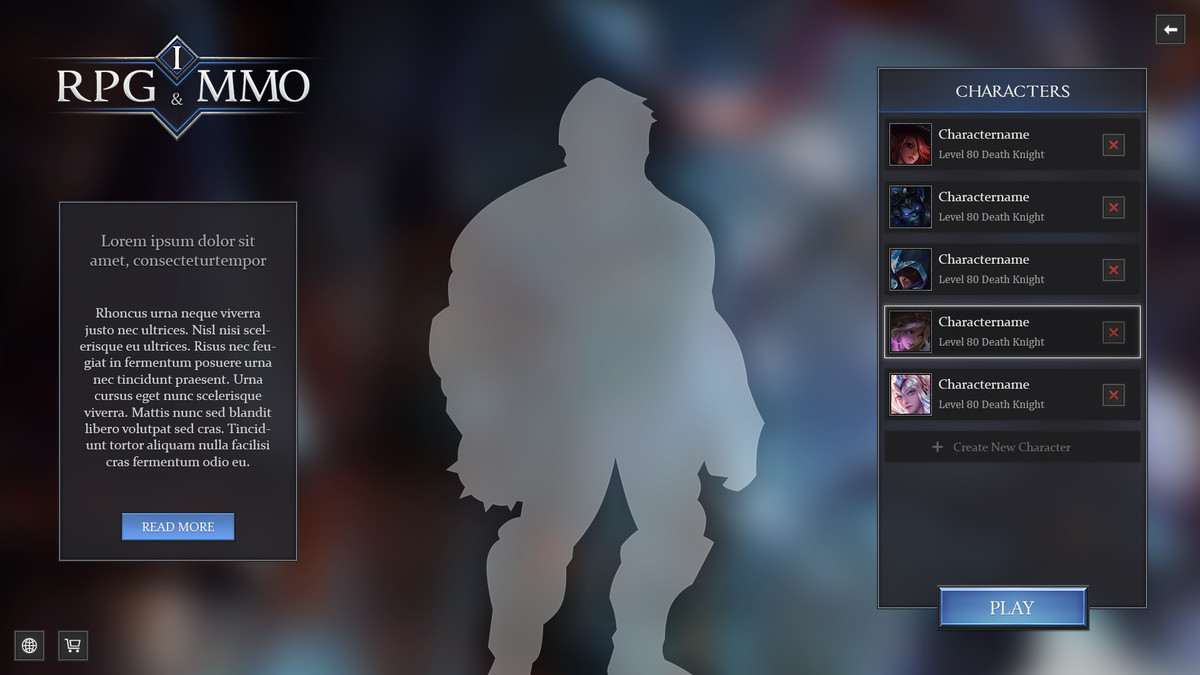RPG & MMO One - PC and Mobile UI