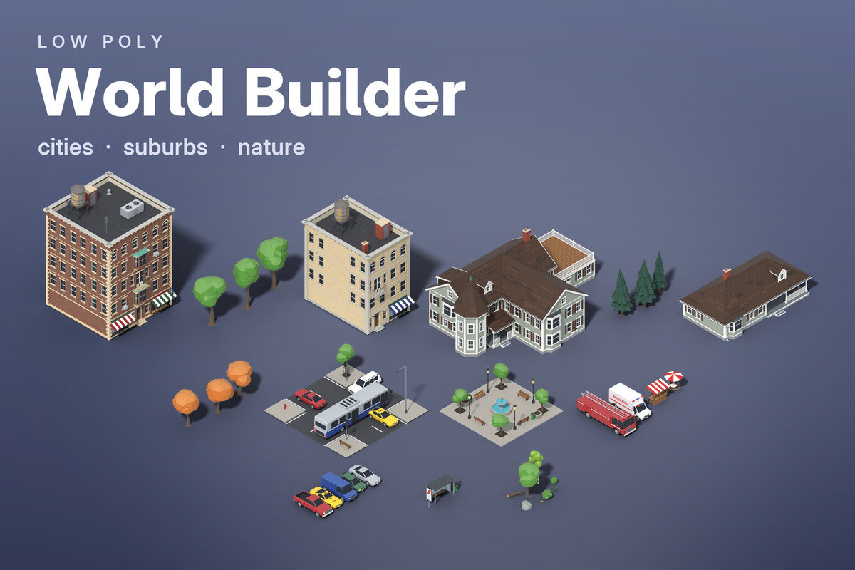 Low Poly World Builder – Cities, Suburbs & Nature