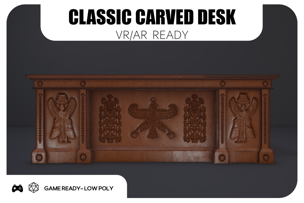 Classic Carved Desk - Game Ready