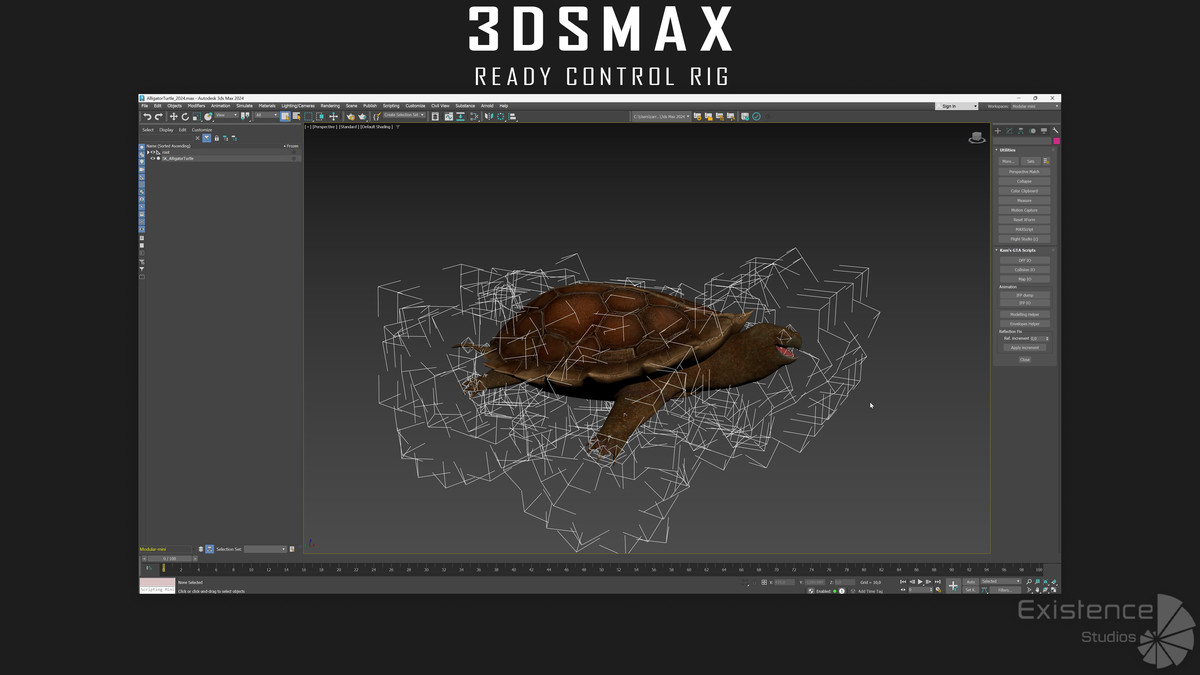 Alligator Turtle Predator - Animated Realistic Underwater Reptile