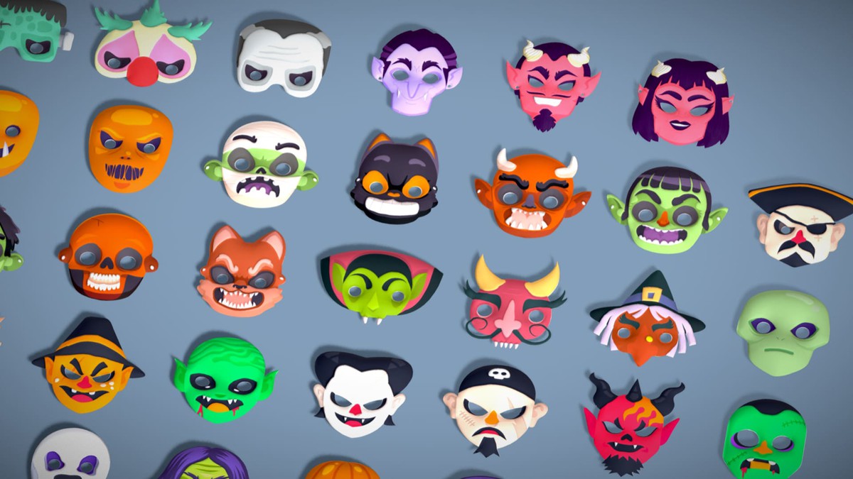 73 Halloween Masks Pack – Toon Horror Ghosts Evil Fantasy Collection