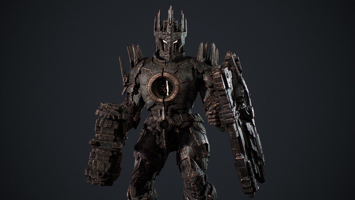 Armored Stone Golem - Dark Fantasy Boss
