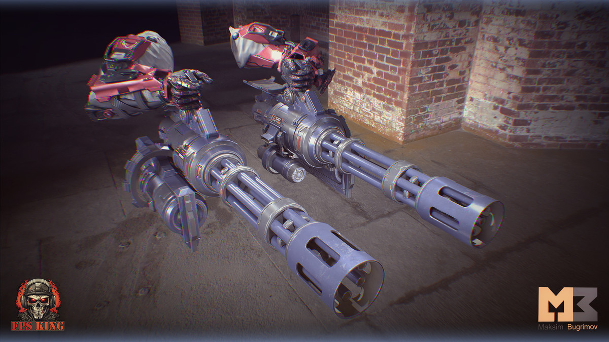 FPS Sci-Fi Hands Two Gatlings