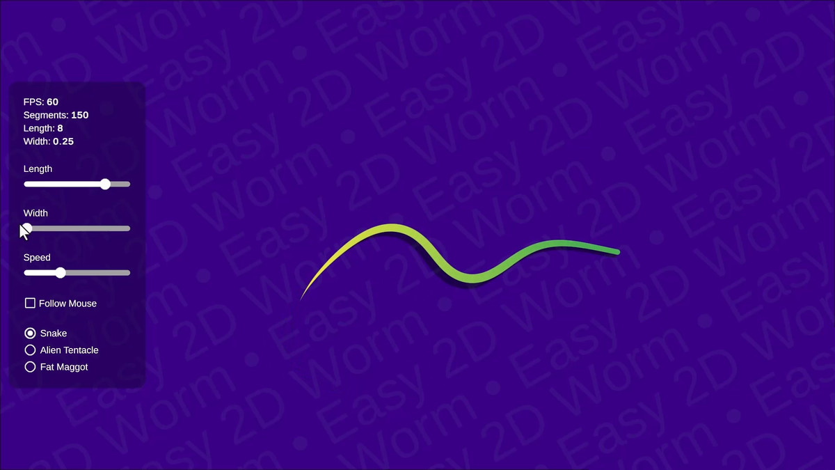 Easy 2D Worm - Procedural Snakes, Tentacles & Physics
