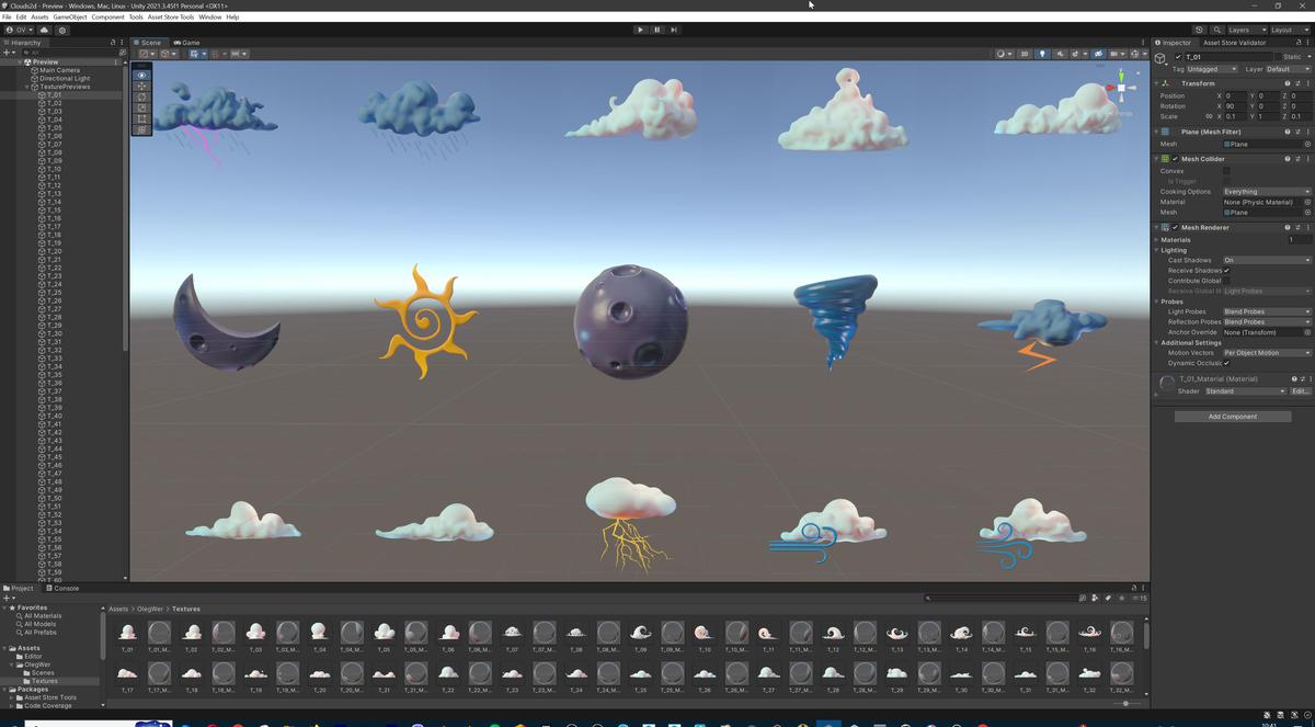 Stylized Cartoon Clouds and Weather Icons Pack (111 2K PNG Textures with Alpha)