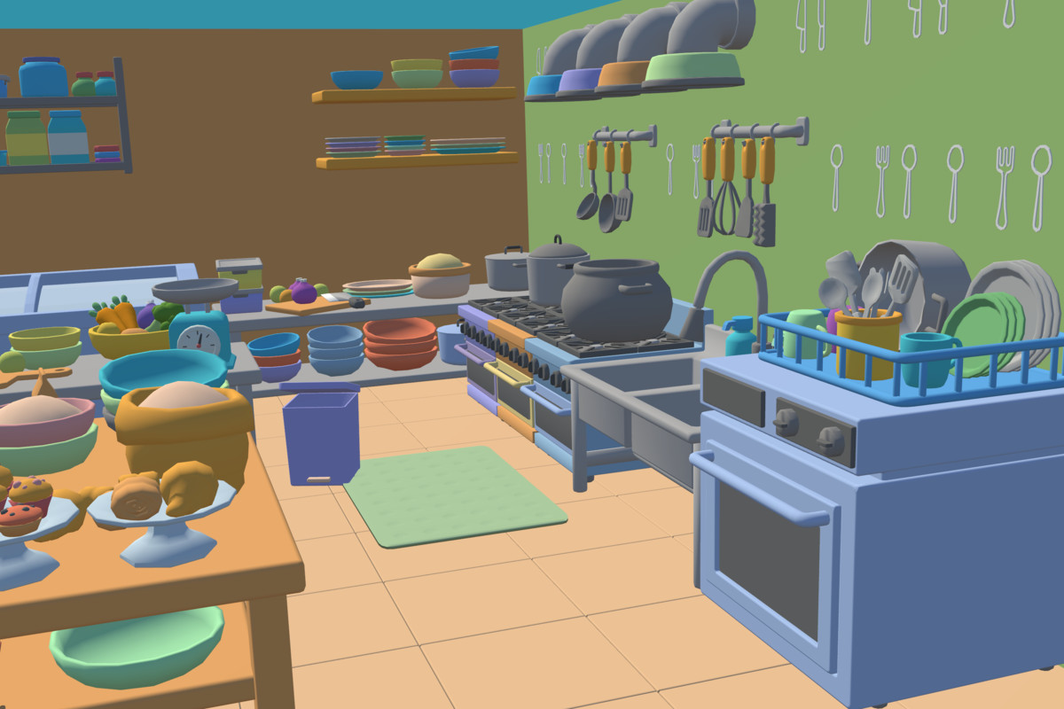 Cute Low Poly Kitchen Pack - Colorful Interior Props