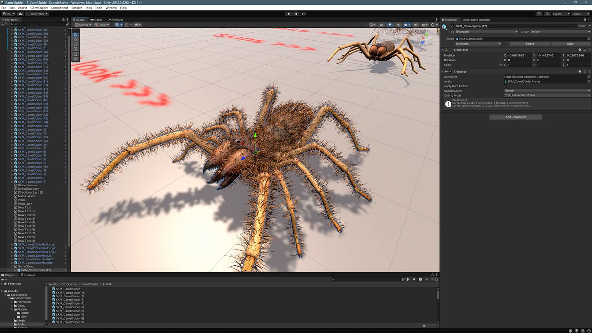Solifugae Camel Spider, animated and modular monster insect with skins & shader.