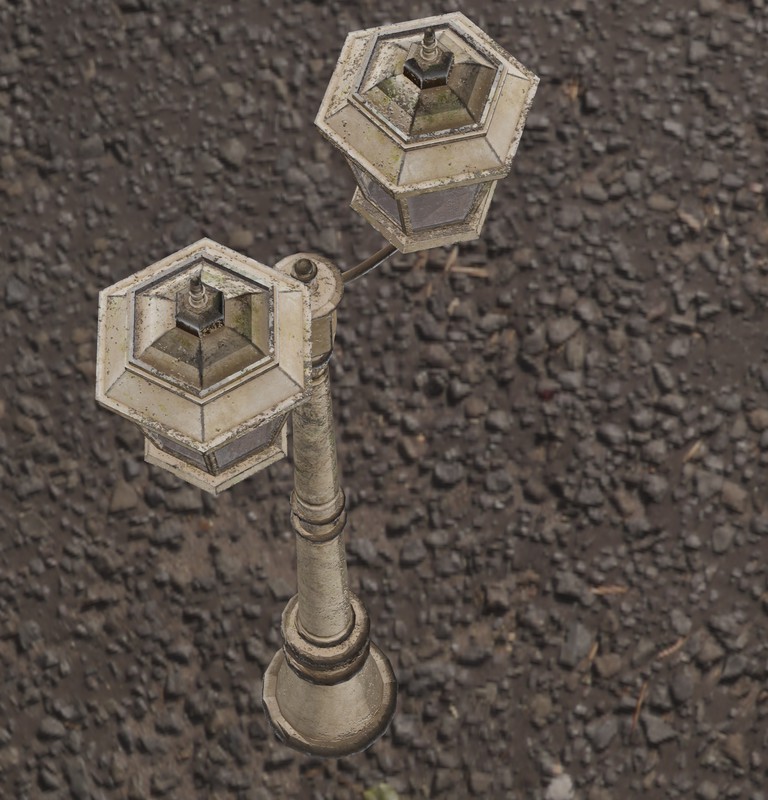 Ornate Double Street Lamp - 4 Texture Variants Pack
