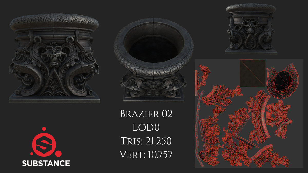 5 Dark Fantasy Braziers / Bowls