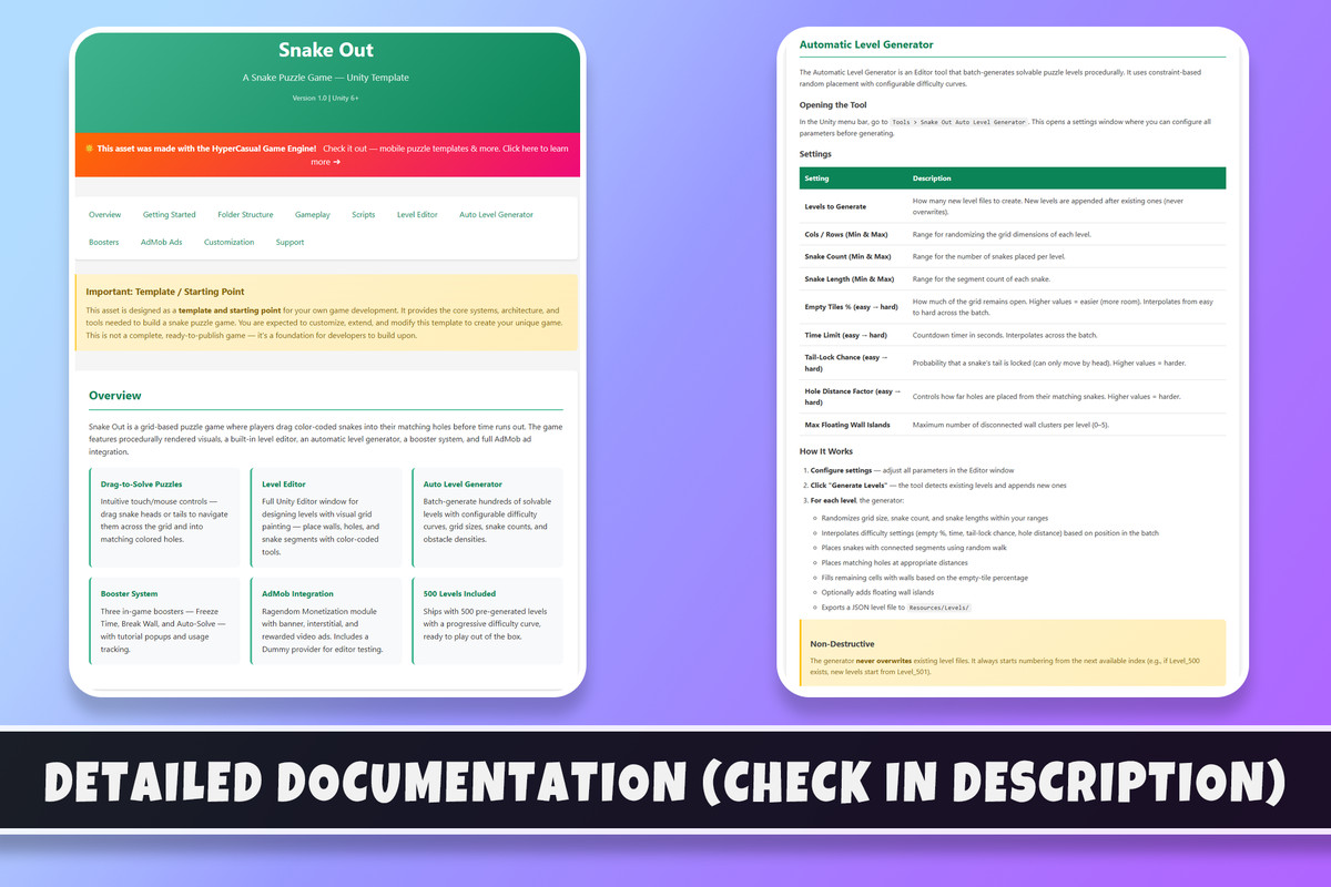 Snake Out | 2D Puzzle Template + Editor