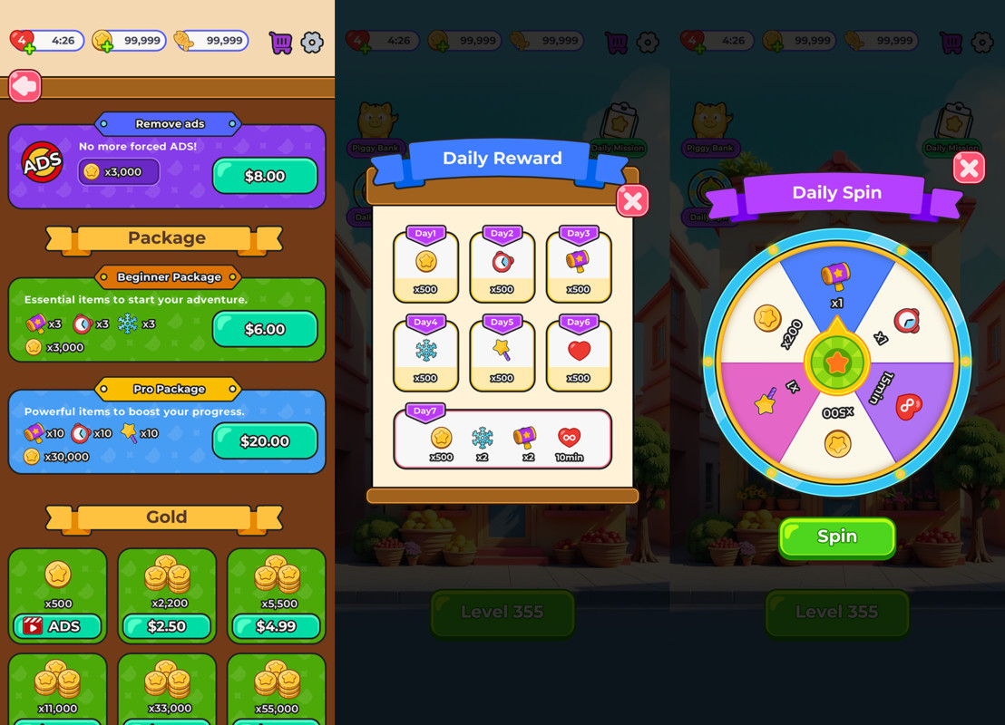 Set Sort Ui Sorting Match-3 UI kit by ixsoft