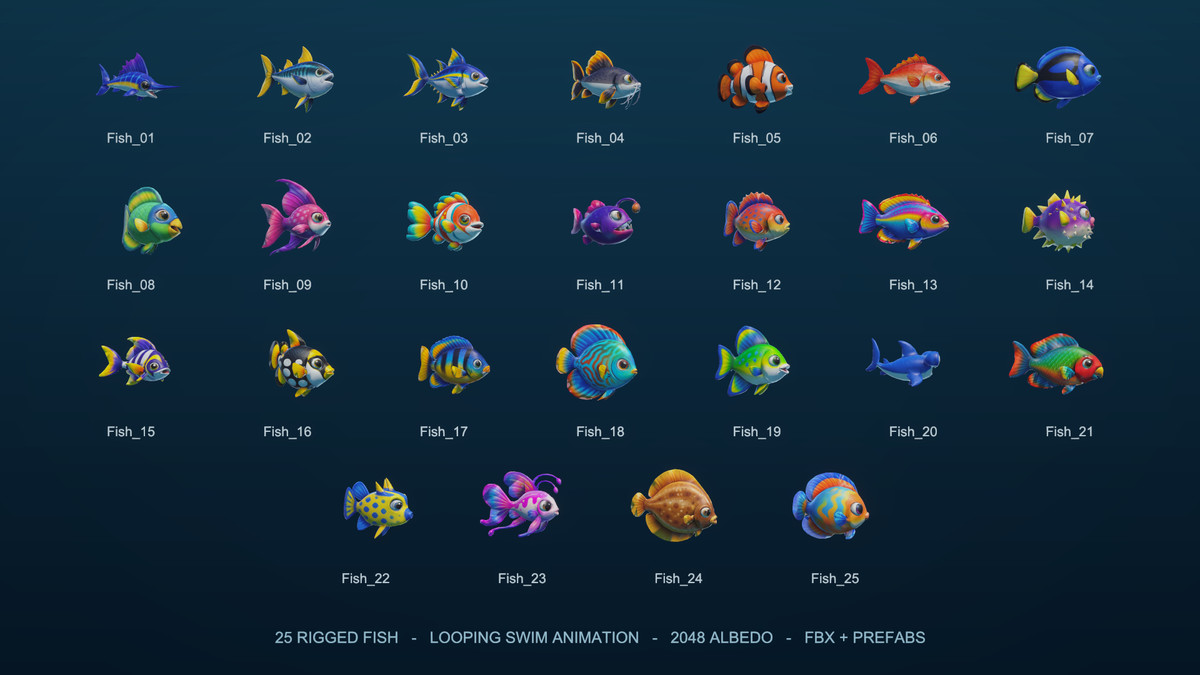 Low Poly Ocean Collection - Fish + Underwater Props