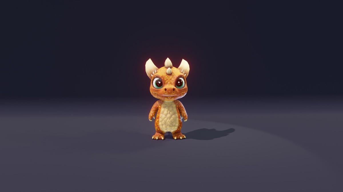 Cartoon Orange Dinosaur 3D Model (Low-Poly, Game-Ready, Animated, Built-In)