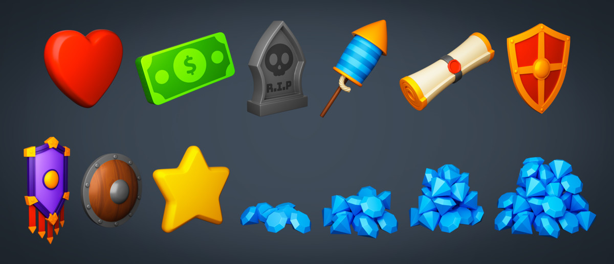 2D Toon Game Icons Pack