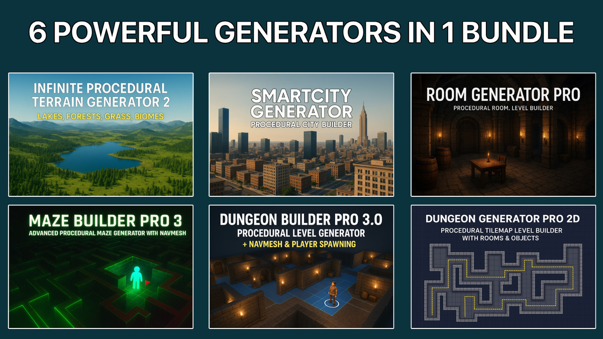 Procedural World-Level Generator - Cities, Terrain, Maze, Dungeon, Room Builder