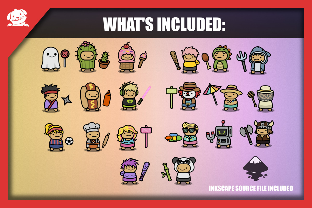 Simple 2D Cute Party Casual Characters