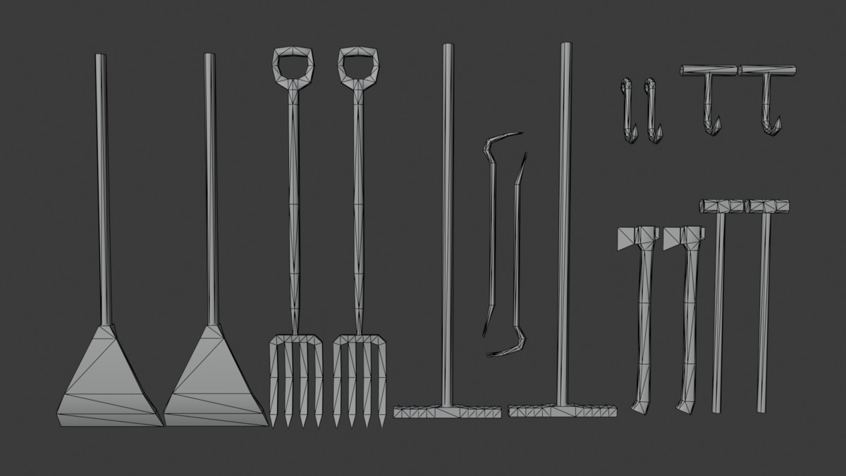 PSX Rural Farm Tools Pack – 32 Lowpoly Tool Props