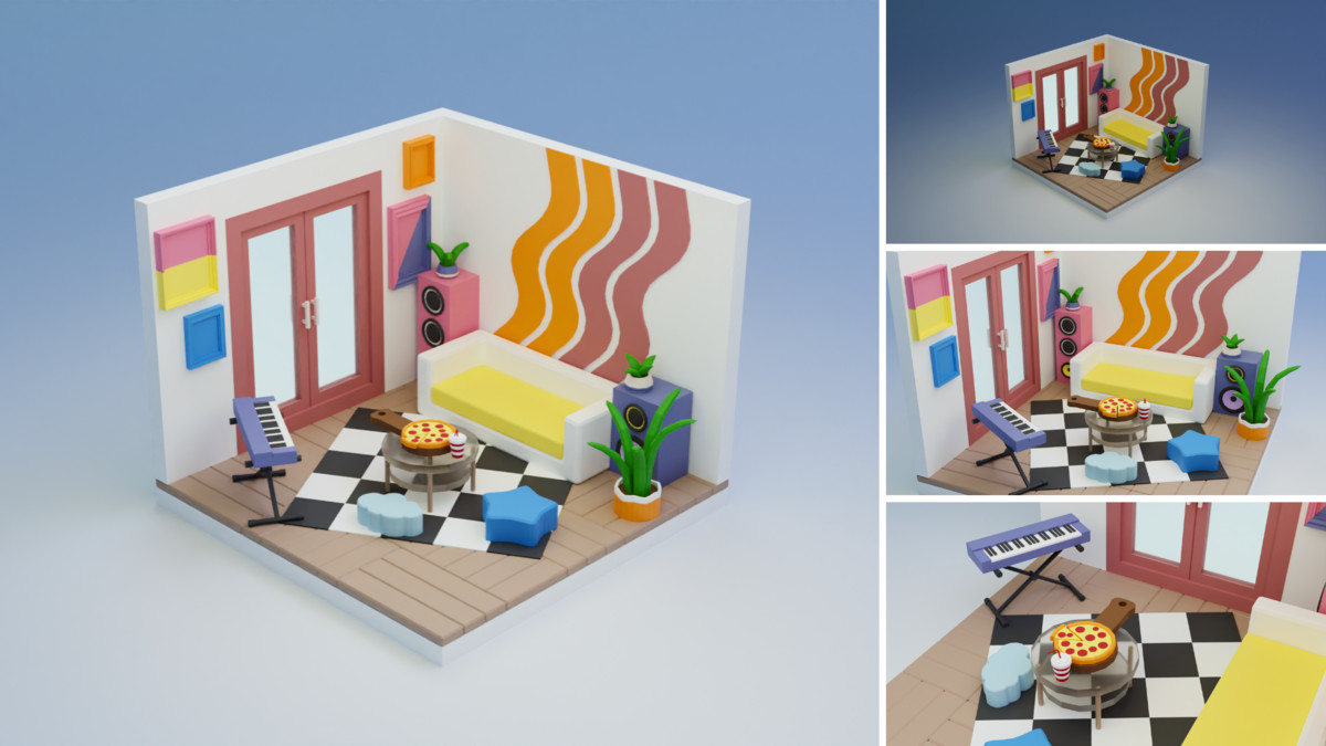 Low Poly Rooms Interiors 3 - Stylized Asset Pack