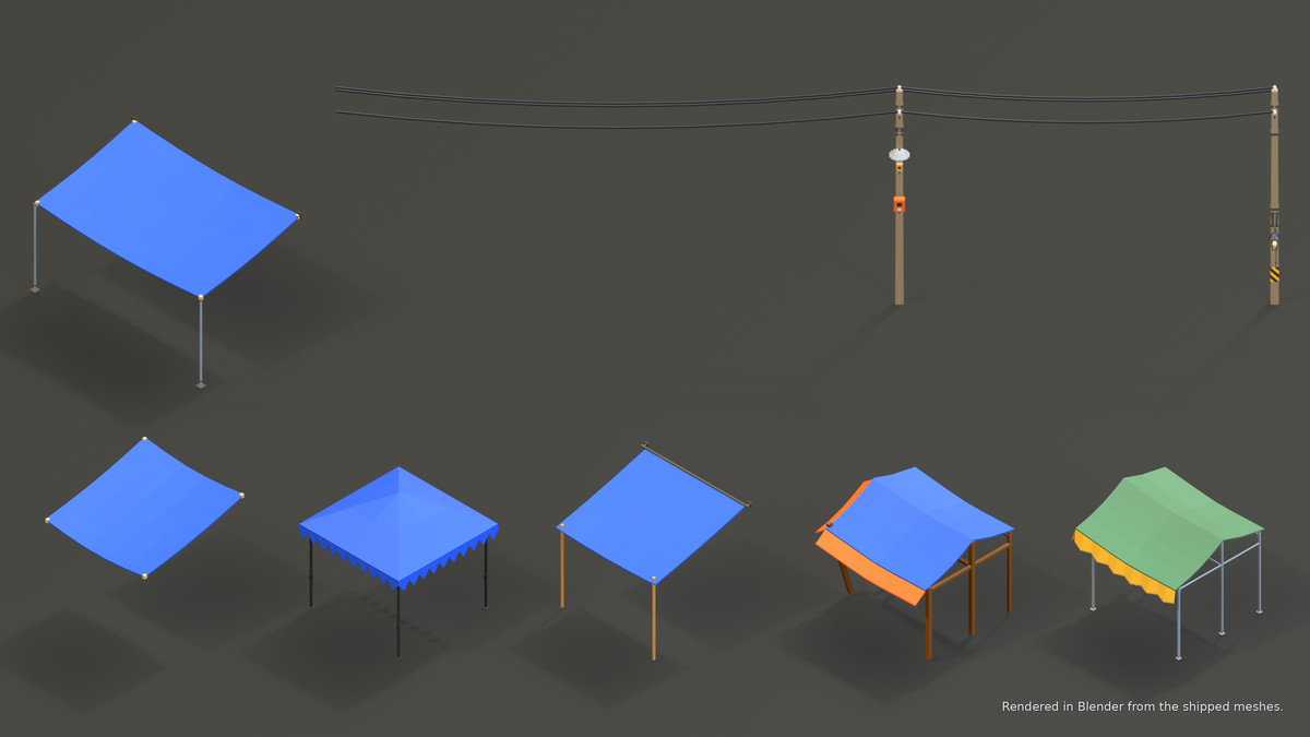 Asian Street Food Carts & Stalls: Low Poly Pack