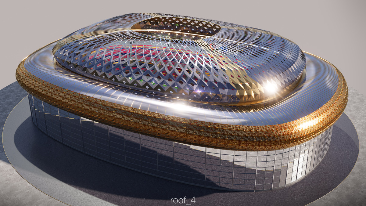 Modular Soccer Football Stadium Arena With 4 Roofs - Sport Environment 3d Level