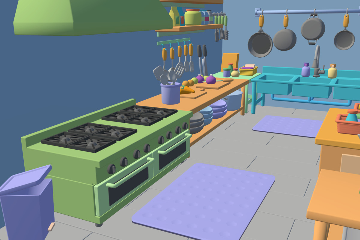 Cute Low Poly Kitchen Pack - Colorful Interior Props