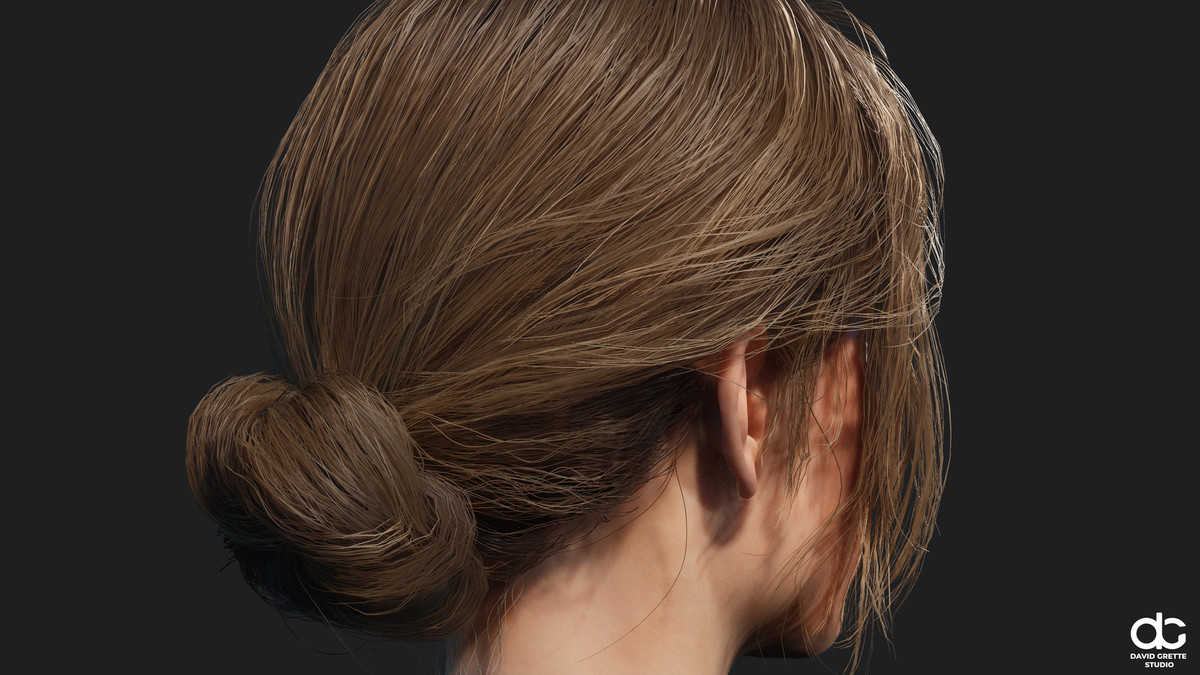 Realistic female hairstyles, pack #4 | Rigged hair, game-ready, low-poly