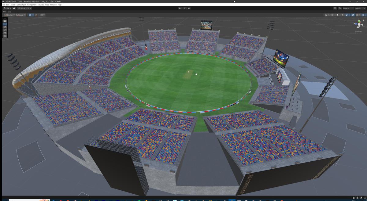 Modular Cricket Arena Stadium 3D Environment with Props