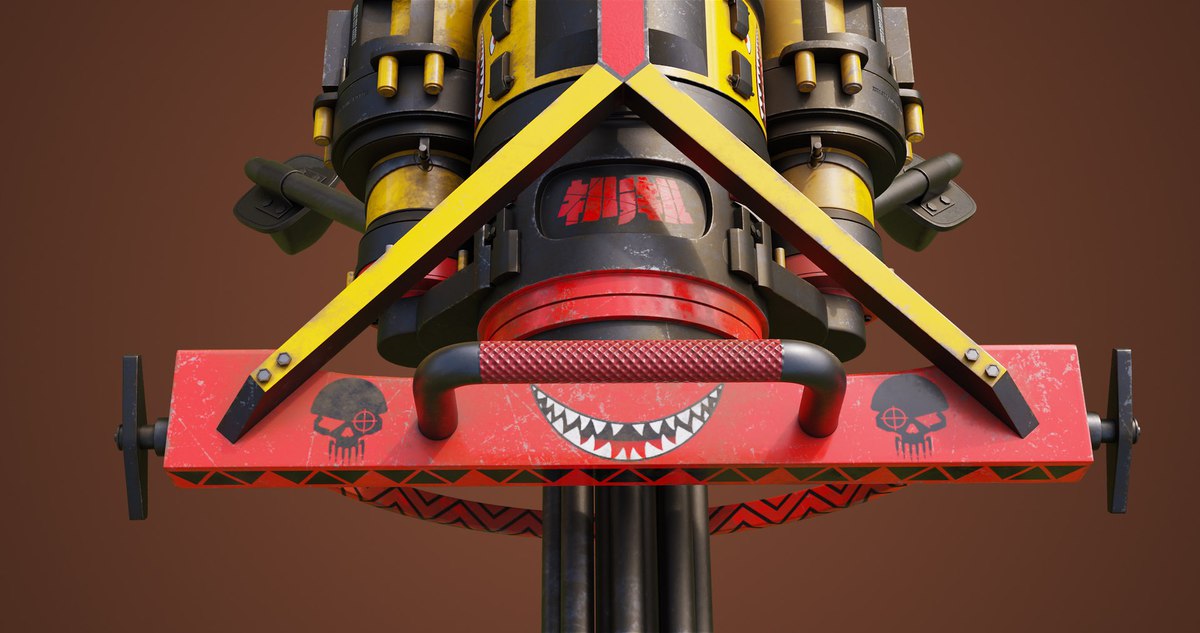 Minigun Machine Gun RED URP HDRP