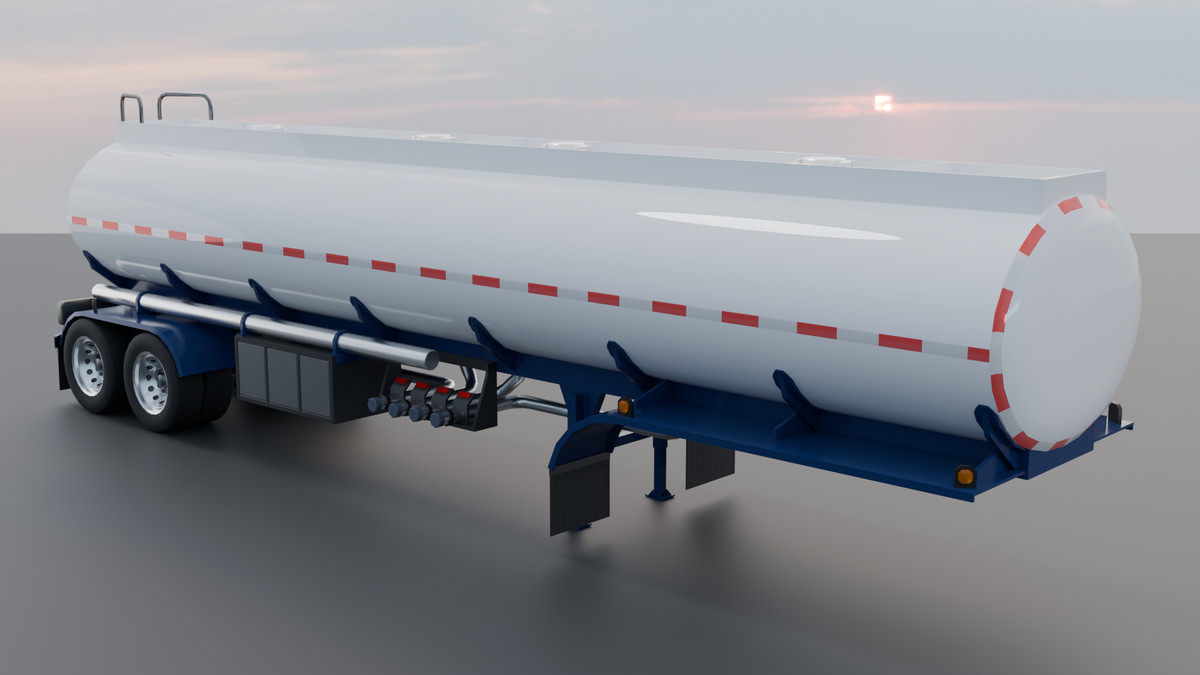 European Semi Truck + Tanker Trailer | Detailed Interior & Functional Lights