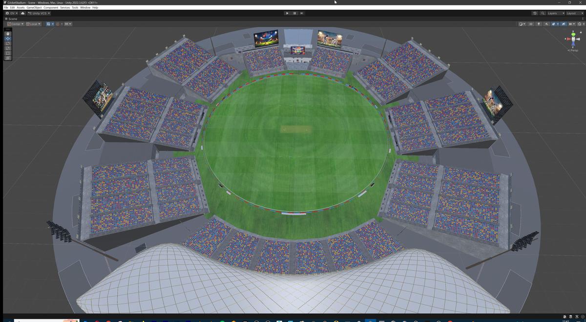 Modular Cricket Arena Stadium 3D Environment with Props