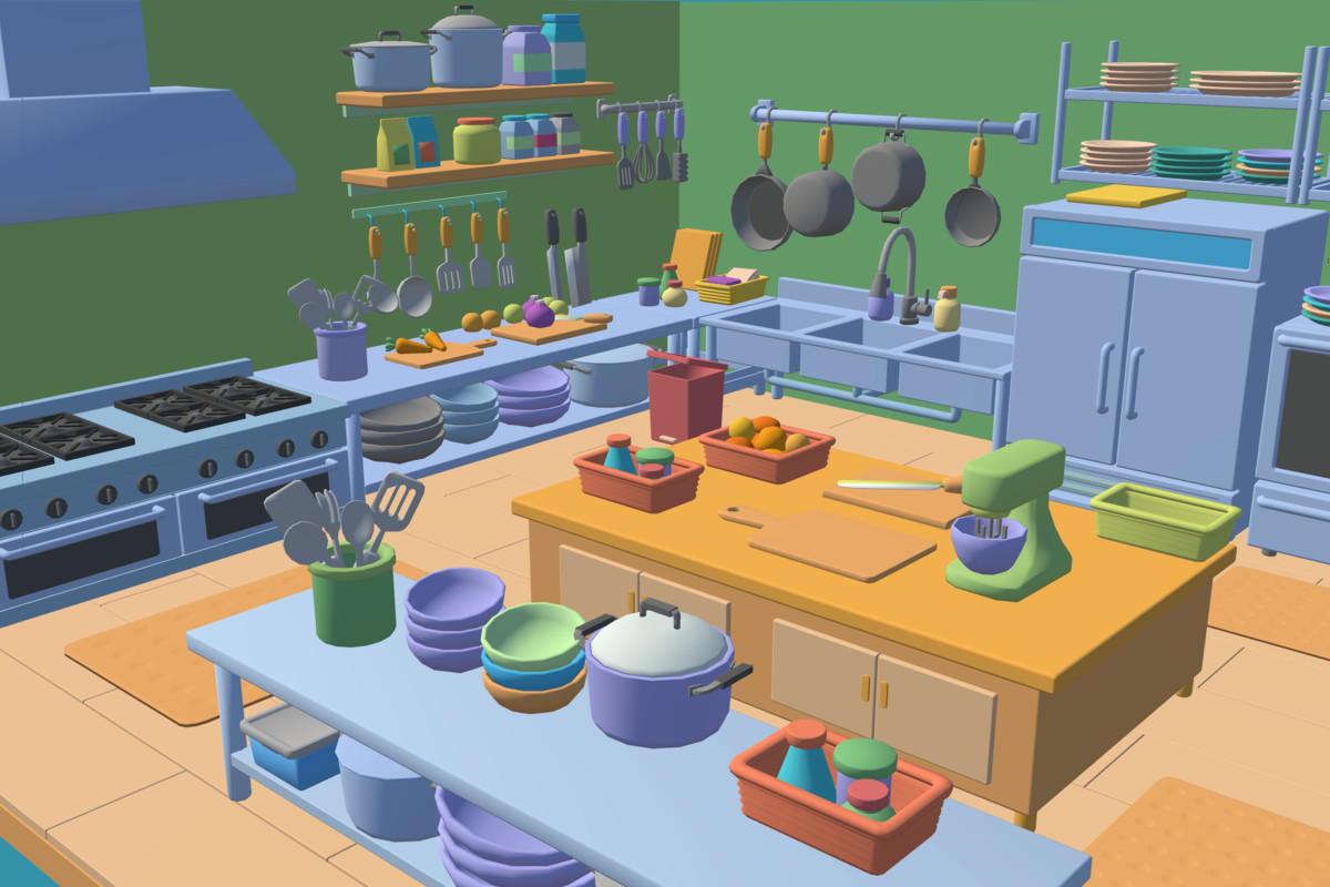 Cute Low Poly Kitchen Pack - Colorful Interior Props