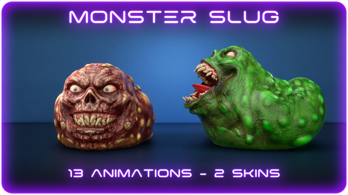 Monster Slug, a slimy creature for horror games. animated character with 2 skins