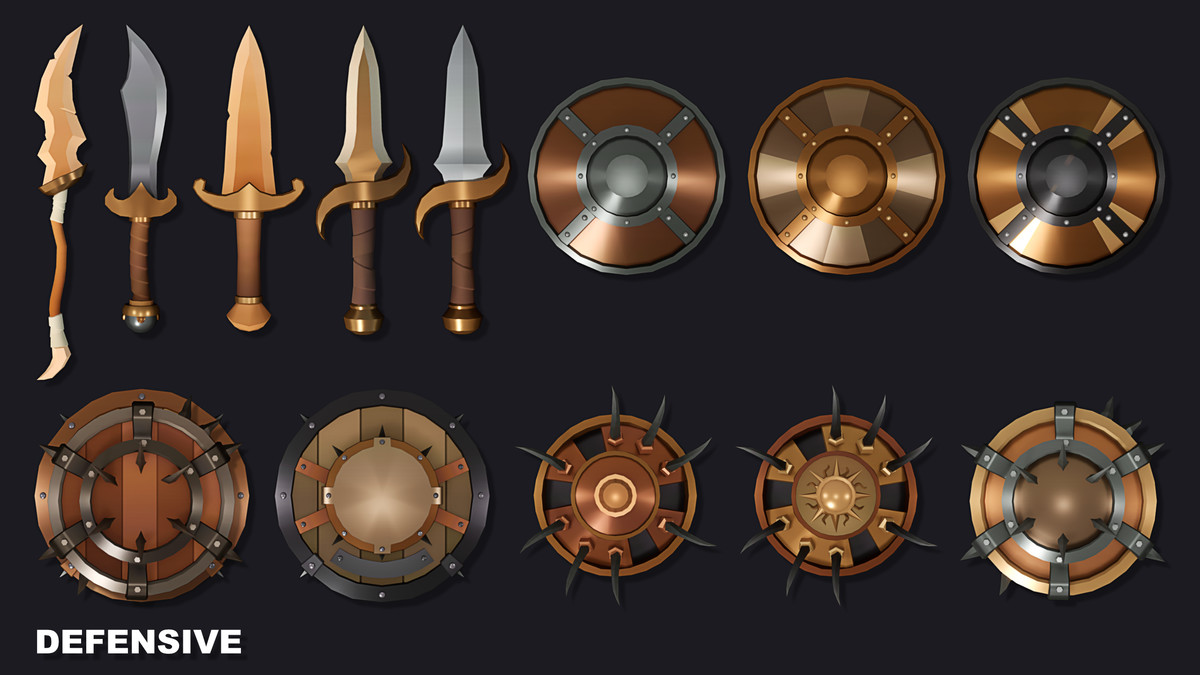 Stylized Desert Fantasy Weapons - Low Poly Asset Pack