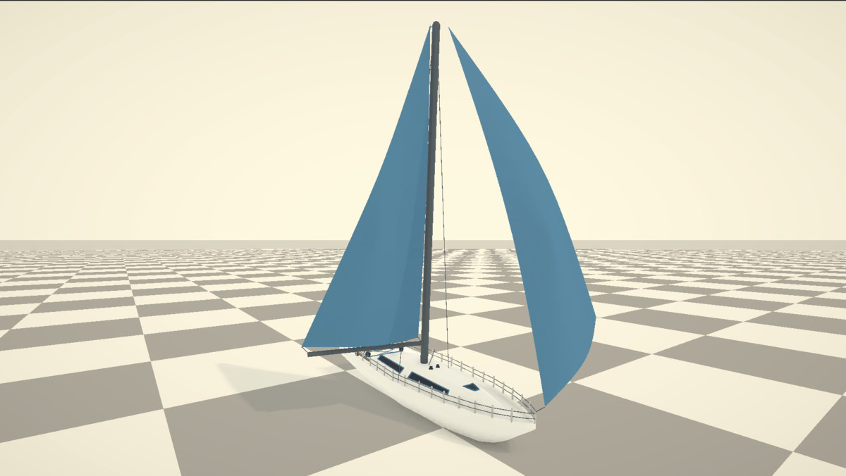 Low Poly Sailboat — Dynamic Wind & Sail System