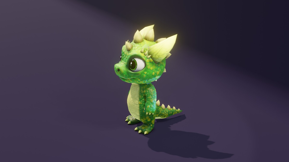 Cartoon Green Dinosaur 3D Model – Animated Character