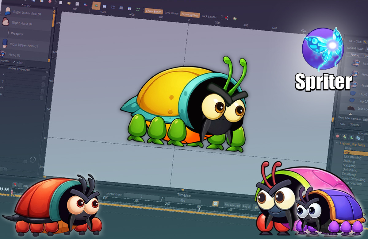 The Beetle Force 2D Animated Character (Creature Series)
