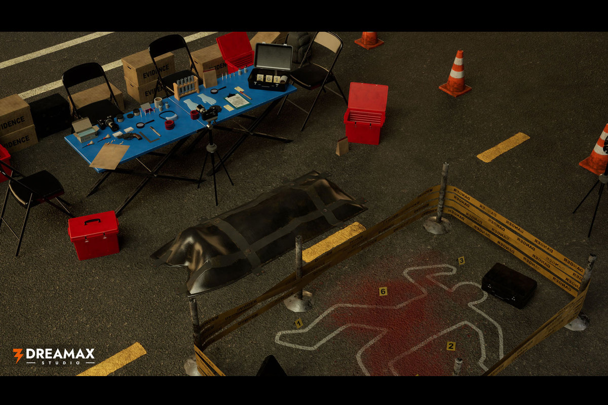 Crime Scene Props - Forensic Evidence Kit, Body Bag, Police Tape & Investigation