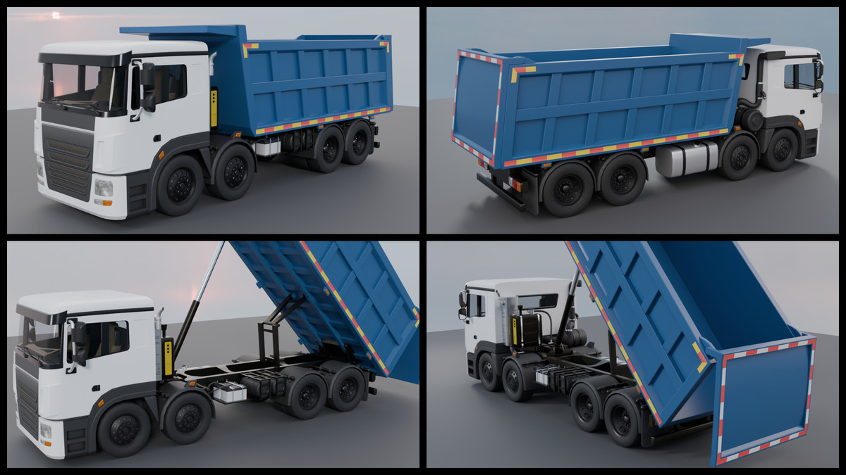 Animated Tipper Dump Truck – Game Ready Construction Vehicle with Interior | PBR