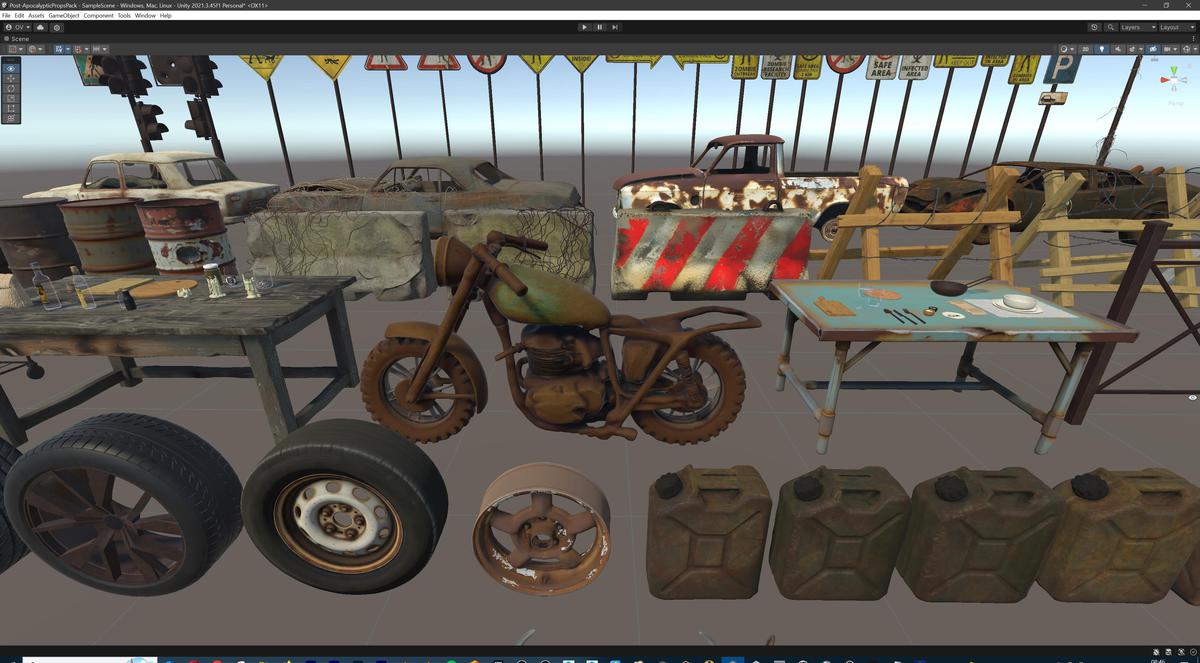 Post-Apocalyptic Survival Urban City Props and Road Signs Pack - 135 3d Models