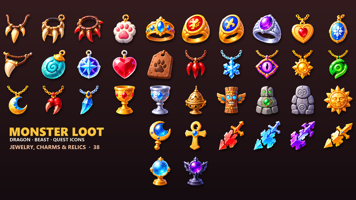 Monster & Dragon Loot Icons - 313 RPG Drops
