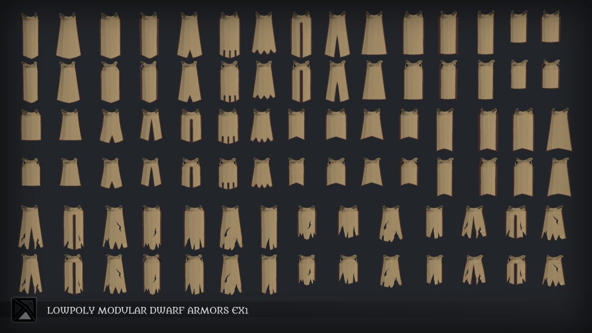 Lowpoly Dwarves Modular Armors Bundle- MEDIEVAL FANTASY SERIES