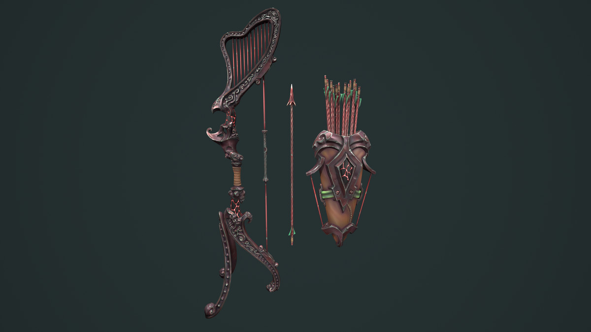 Harp bow quiver arrow