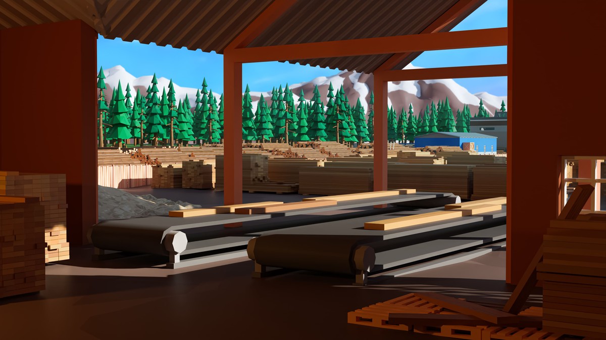 Logging Facility - Low Poly 3D Models Pack