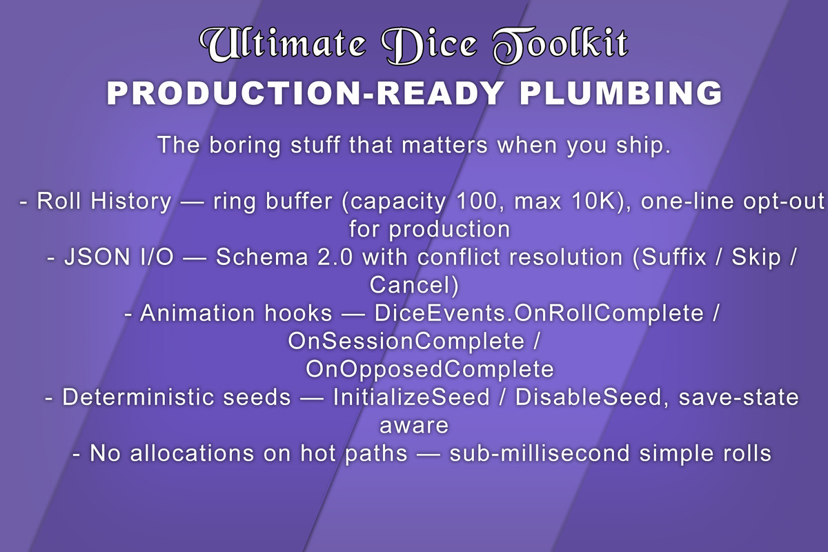 Ultimate Dice Toolkit - Advanced Dice Rolling & Rule API Systems w/JSON support