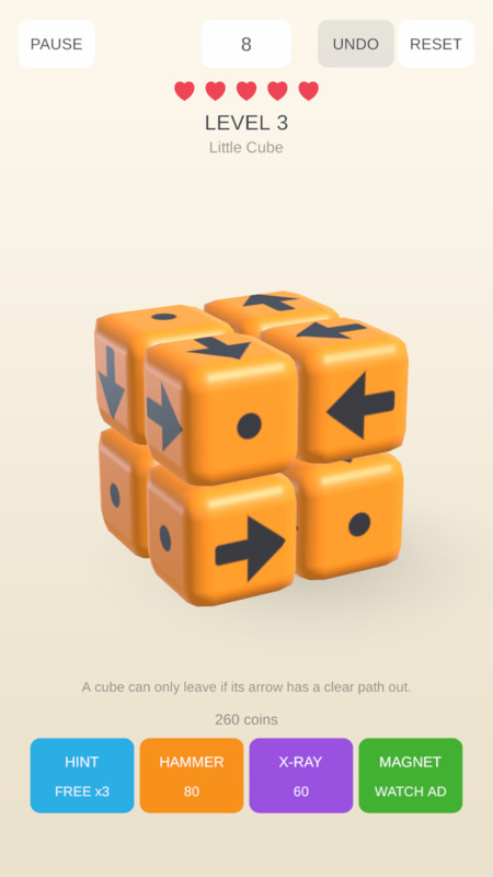 Cube Arrow Away: 3D Blocks Puzzle