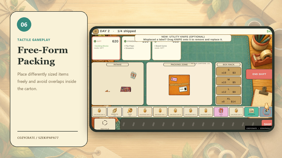 CozyCrate - Complete 2D Packing & Management Game Template