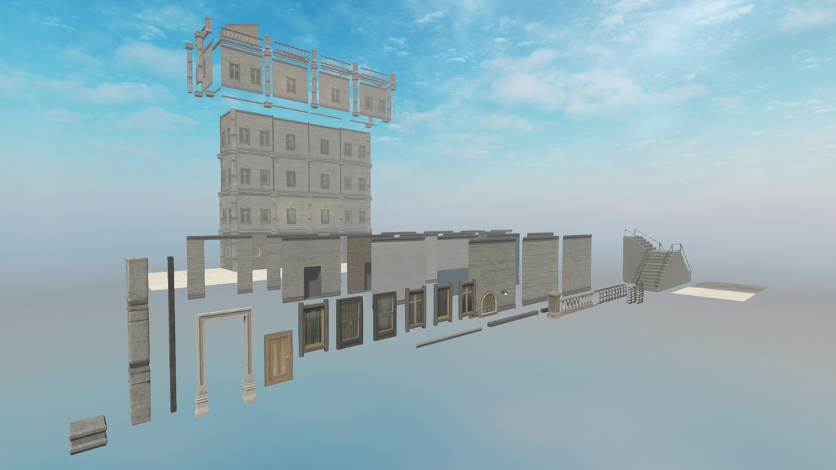 Realistic Modern Modular Building 1 Asset Package