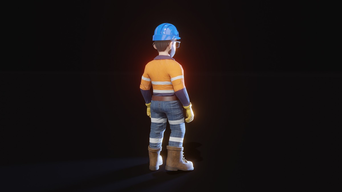 Stylized Male Worker 3D Model – Animated & Customizable (Game-Ready, Built-In)
