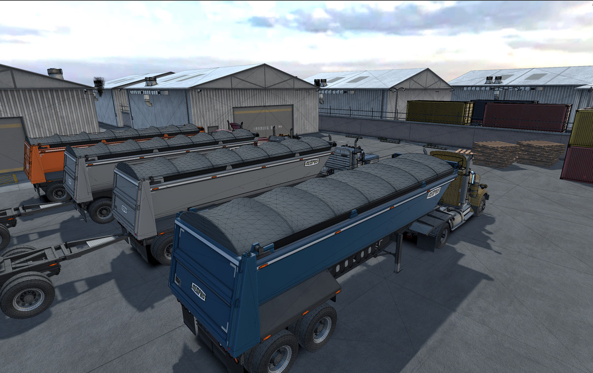 Semitruck with dump trailer