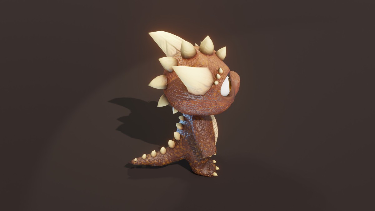 Cartoon Brown Dinosaur 3D Model – Animated Character